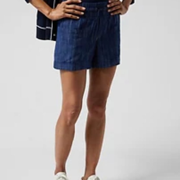 Athleta Cabo Linen Textured 4" Sorts Dress Blue Sz 2 - Picture 2 of 9